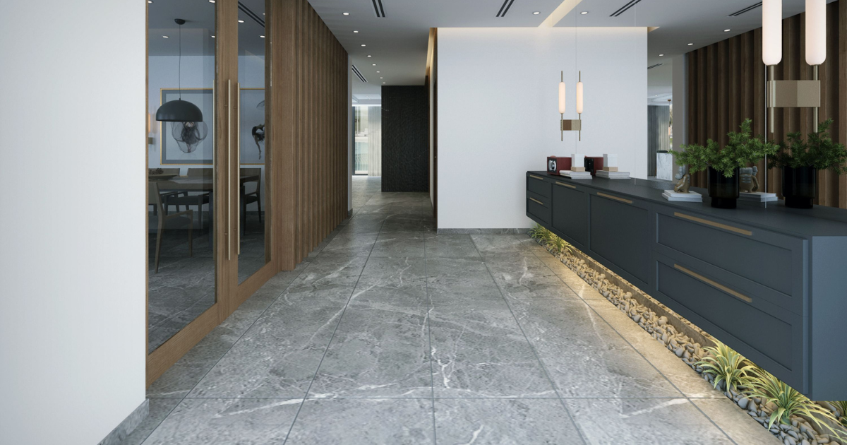 office stone floor entry